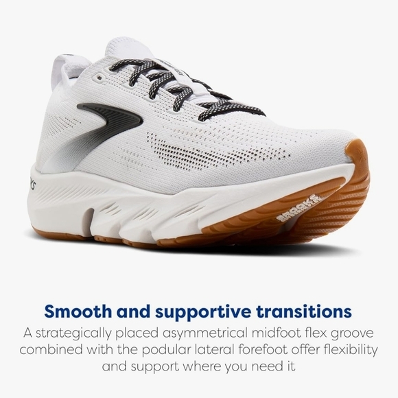 Brooks Men’s Glycerin Flex Neutral Running Brooks White and Black Athletic Shoes - Picture 4 of 9